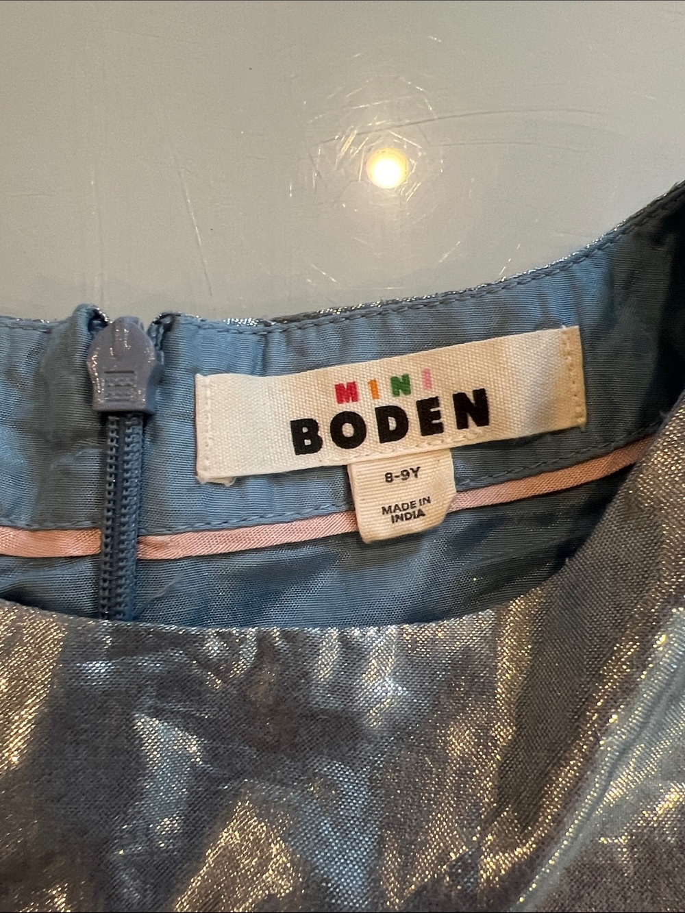 Mini Boden Metallic Multi-Color Dress - Silver & Rainbow Panels - Picture 2 of 7